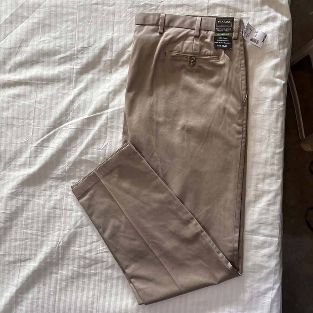 NWT Jos A Bank Traveler Dress Pants Khaki Cotton Mens 42x32